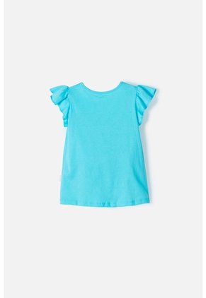 Camiseta De Frozen Manga Corta Azul Para Niña 2t A 5t 3T