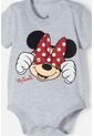 Body De Minnie Mouse Gris Jaspe Manga Corta Para Niña 6-9 de Disney