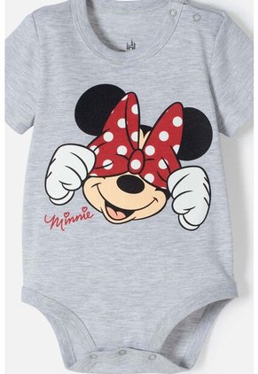 Body De Minnie Mouse Gris Jaspe Manga Corta Para Niña 6-9