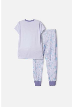 Pijama De Frozen Manga Corta Lavanda Para Niña 4