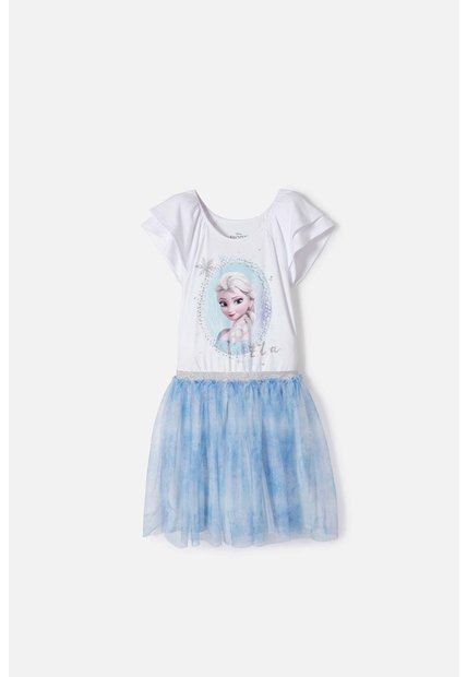 Vestido De Frozen Con Tull Blanco Y Azul Para Niña 10