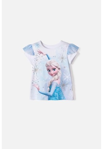 Camiseta De Frozen Manga Corta Blanco Para Niña 2T A 6T 3T Disney