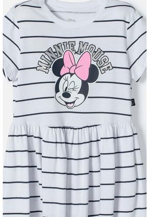 Vestido De Minnie Mouse Blanco Estampado En Frente Para Niña 4