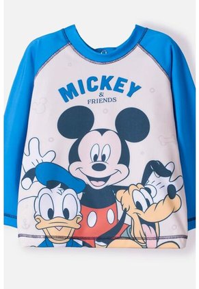 Conjunto De Baño De Mickey Mouse Azul Manga Larga Para Bebé Niño 9-12
