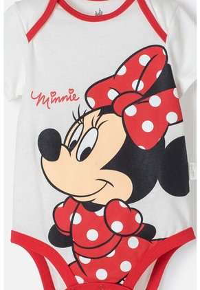 Body De Minnie Mouse Manga Corta Marfil Y Rojo Para Bebé Niña 3-6