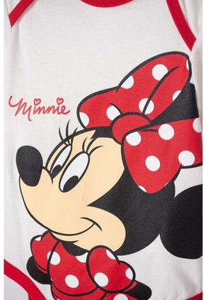 Body De Minnie Mouse Manga Corta Marfil Y Rojo Para Bebé Niña 3-6