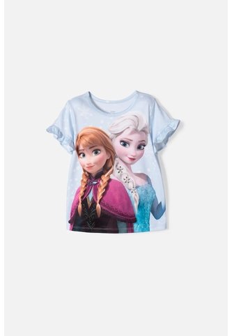 Camiseta De Frozen Manga Corta Azul Cielo Para Niña 2T A 6T 2T Disney