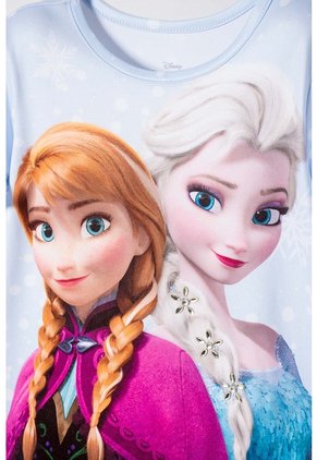 Camiseta De Frozen Manga Corta Azul Cielo Para Niña 2T A 6T 2T
