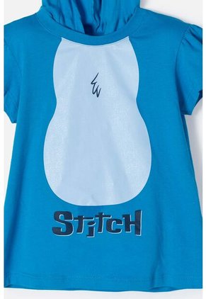 Camiseta De Stitch Con Capucha Azul Para Niña 2T A 5T 2T