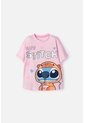 Camiseta De Stitch Y Capybara Manga Corta Rosada Para Niña 14 de Disney