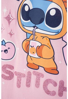Pijama De Stitch Y Capybara Rosada Para Niña 10