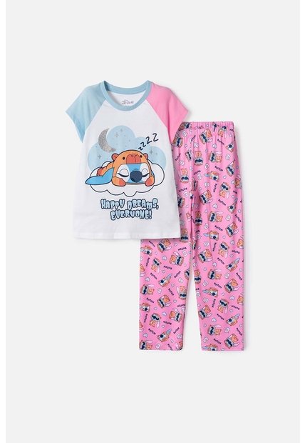Pijama De Stitch Y Capybara Multicolor Para Niña 12