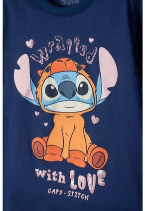 Camiseta De Stitch Y Capybara Manga Larga Azul Para Niña 10