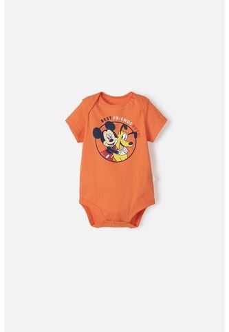 Body De Mickey Mouse Naranja Manga Corta Para Bebé Niño 18-24 Disney