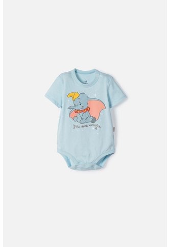 Body De Dumbo Manga Corta Azul Para Bebé Niña 6-9 Disney