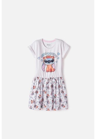 Vestido De Stitch Y Capybara Manga Corta Multicolor Para Niña 10 Disney