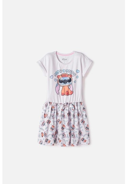 Vestido De Stitch Y Capybara Manga Corta Multicolor Para Niña 10