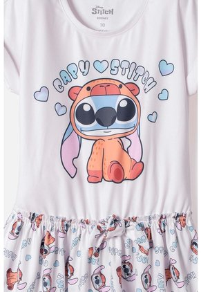 Vestido De Stitch Y Capybara Manga Corta Multicolor Para Niña 10