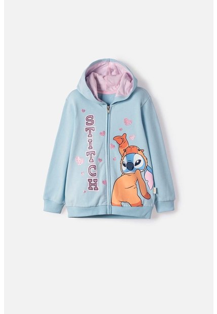 Buzo De Stitch Y Capybara Con Cierre Azul Para Niña 2T A 6T 2T