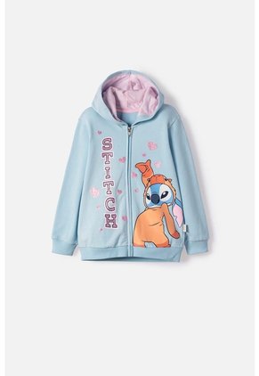 Buzo De Stitch Y Capybara Con Cierre Azul Para Niña 2T A 6T 2T