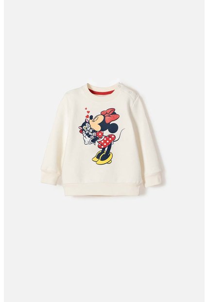 Buzo De Minnie Mouse Cerrado Marfil Para Bebé Niña 9-12