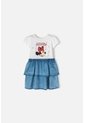 Vestido De Minnie Mouse Marfil Y Azul De Falda Con Boleros Para Niña 2T A 5T 4T de Disney