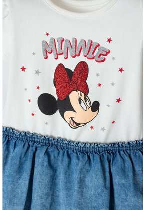 Vestido De Minnie Mouse Marfil Y Azul De Falda Con Boleros Para Niña 2T A 5T 4T