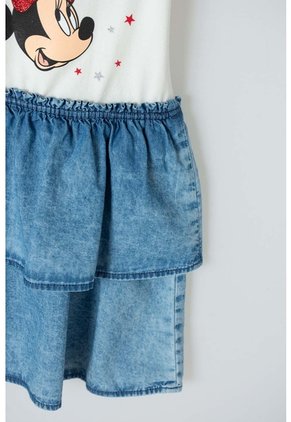 Vestido De Minnie Mouse Marfil Y Azul De Falda Con Boleros Para Niña 2T A 5T 4T