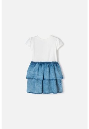 Vestido De Minnie Mouse Marfil Y Azul De Falda Con Boleros Para Niña 2T A 5T 4T