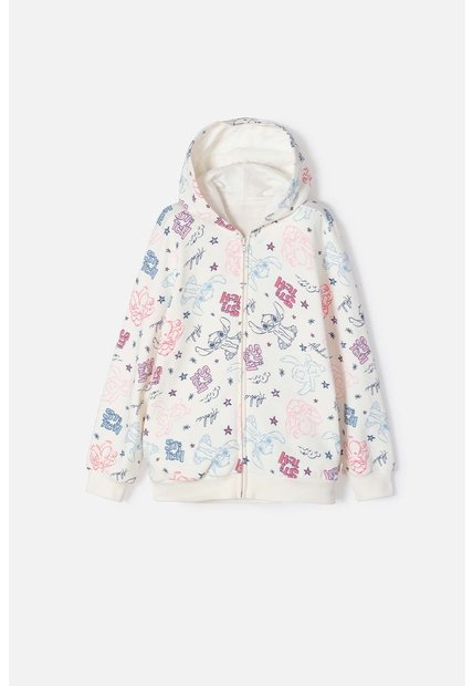 Chaqueta De Stitch Marfil Con Capucha Para Niña 10