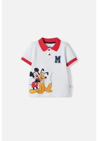 Camiseta Tipo Polo De Mickey Mouse Blanco Para Niño 2T A 6T 4T Disney