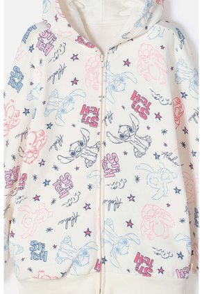 Chaqueta De Stitch Marfil Con Capucha Para Niña 10