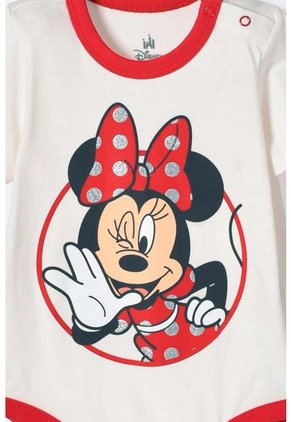 Body De Minnie Mouse Manga Corta Marfil Para Bebé Niña 3-6