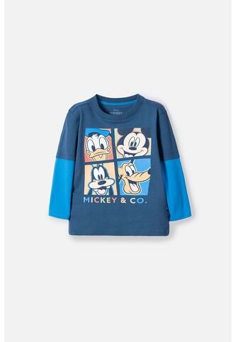 Camiseta De Mickey Mouse Azul Manga Larga Para Niño 2T A 5T 5T Disney