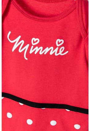 Body De Minnie Mouse Manga Corta Negro Y Rojo Para Bebé Niña 18-24