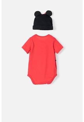 Body De Minnie Mouse Manga Corta Negro Y Rojo Para Bebé Niña 18-24