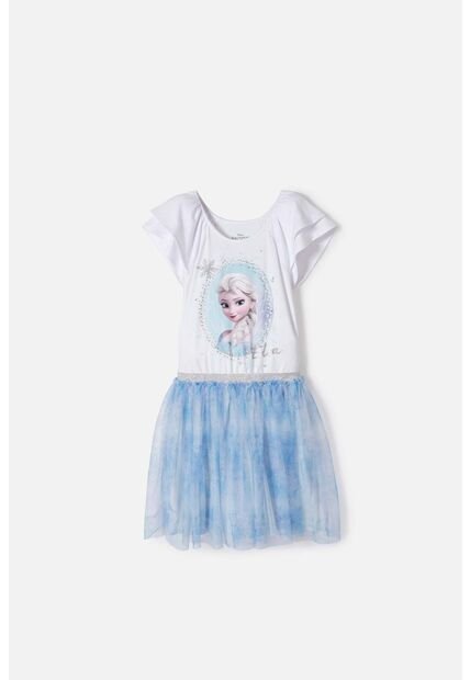 Vestido De Frozen Con Tull Blanco Y Azul Para Niña 4