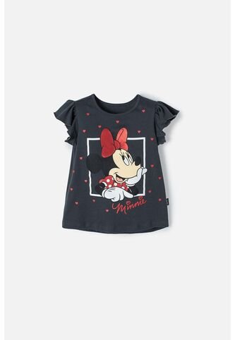 Camiseta De Minnie Mouse Manga Corta Gris Para Niña 2T A 5T 4T Disney