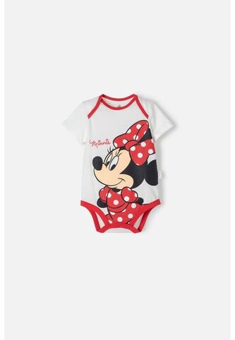 Body De Minnie Mouse Manga Corta Marfil Y Rojo Para Bebé Niña 6-9 Disney