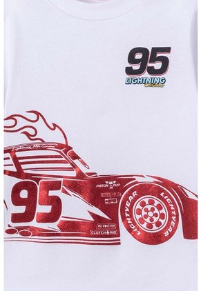 Camiseta De Cars Manga Corta Blanca Para Niño 2T A 5T 2T
