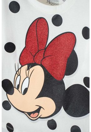 Camiseta De Minnie Mouse Manga Corta Marfil Para Niña 12