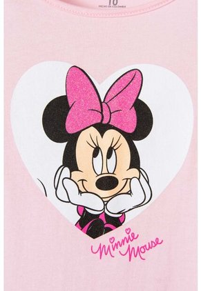 Camiseta De Minnie Mouse Manga Corta Rosada Para Niña 12