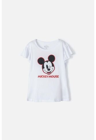 Camiseta De Mickey Mouse Manga Corta Blanca Para Niña 12 Disney