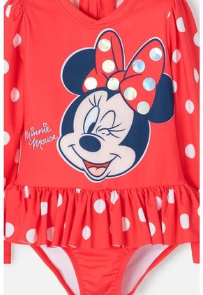 Vestido De Baño De Minnie Mouse Rojo Manga Larga Para Niña 2T A 5T 3T