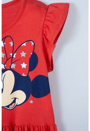 Vestido De Minnie Mouse Manga Sisa Rojo Para Niña 6