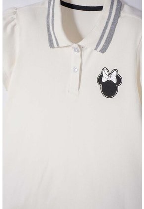 Camiseta Tipo Polo Minnie Mouse Marfil Para Niña 10