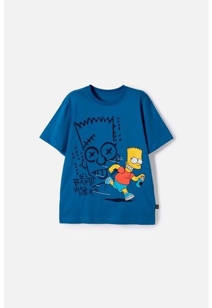 Camiseta De Los Simpson Manga Corta Azul Para Niño 12
