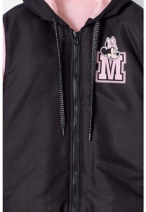 Chaqueta De Minnie Mouse Negra Y Rosada Impermeable Para Niña 4