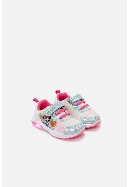 Tenis Con Luces De Minnie Mouse Blanco Y Rosado Para Niña 28