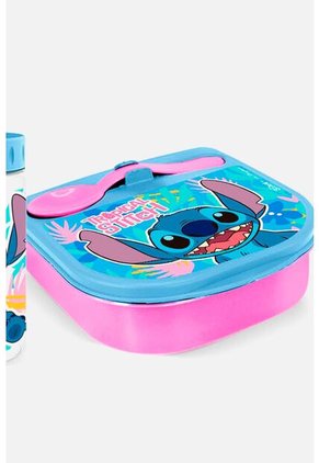 Set De Porta, Cubierto Y Botella Azul/rosado De Stitch U